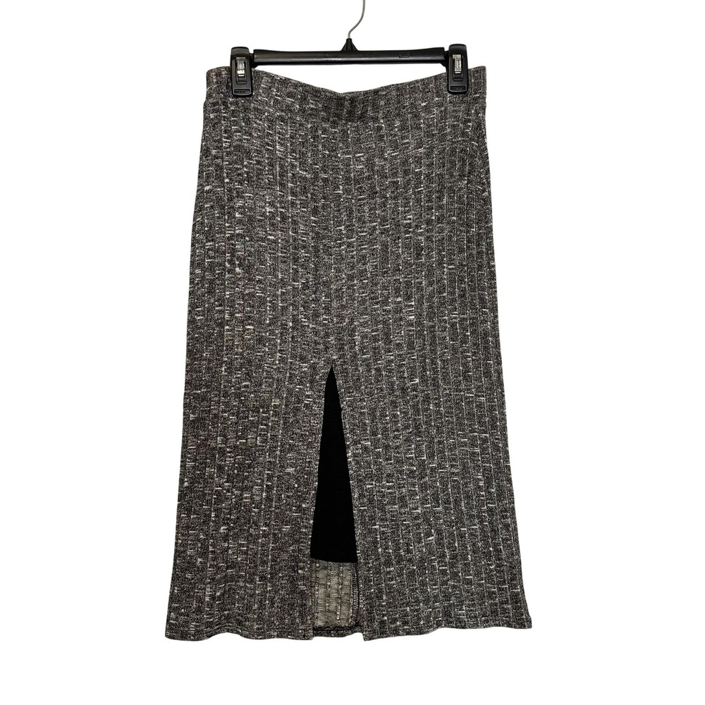 Dolan Left Coast Skirt Womens Small Gray Ribbed‎ Knit Midi Front Slit Made USA